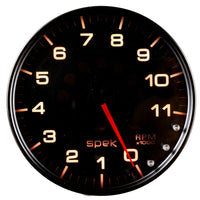 Autometer Spek-Pro Gauge Tachometer 5in 11K Rpm W/Shift Light & Peak Mem Black/Smoke/Black - Burkken Auto Parts