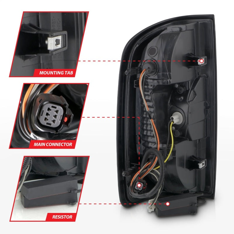 ANZO 15-21 GMC Canyon Full LED Tail Lights w/ Red Lightbar Black Housing Smoke Lens - Burkken Auto Parts