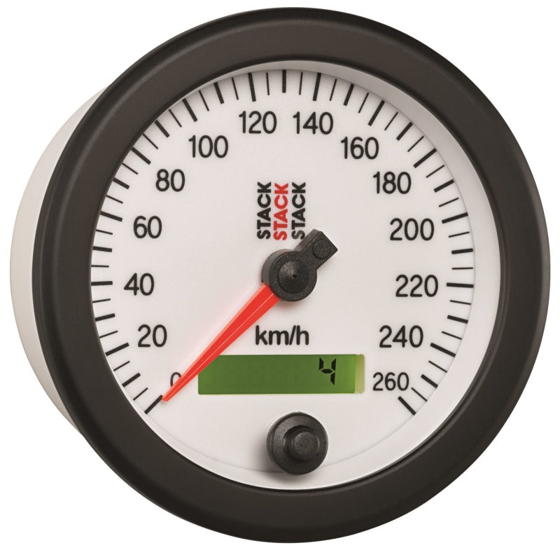 Autometer Stack Instruments 88MM 0-260 KM/H Programmable Speedometer - White - Burkken Auto Parts