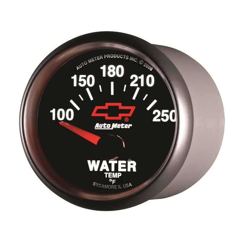 Autometer GM Bowtie Black 2-1/16in 100-250 F Pedestal Electronic Water Temp Gauge - Burkken Auto Parts