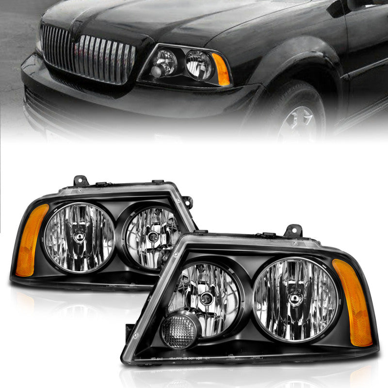 ANZO 2003-2006 Lincoln Navigator Crystal Headlights Black - Burkken Auto Parts