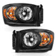 ANZO 2006-2009 Dodge Ram 1500 Crystal Headlight  Black Amber - Burkken Auto Parts