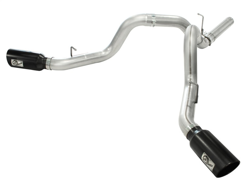 aFe MachForce XP Exhaust 4inch DP-Back All SS 2011-14 GM Diesel Trucks V8-6.6L LML Black Tips - Burkken Auto Parts