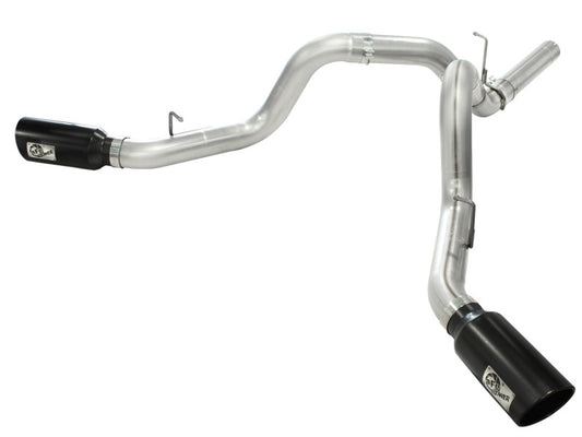 aFe MachForce XP Exhaust 4inch DP-Back All SS 2011-14 GM Diesel Trucks V8-6.6L LML Black Tips - Burkken Auto Parts