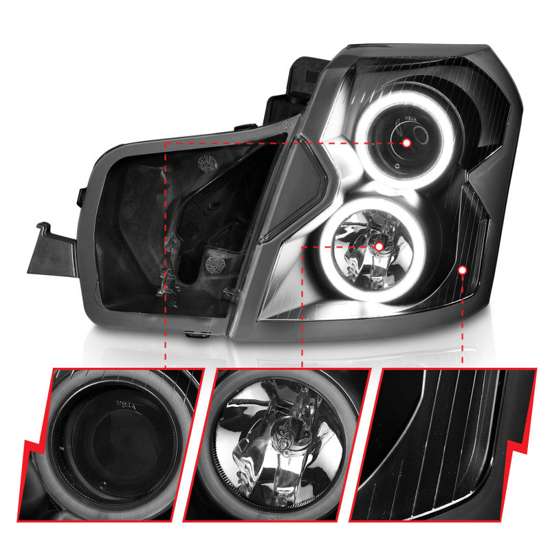 ANZO 2003-2007 Cadillac CTS Projector Headlights w/ Halo Black (CCFL) - Burkken Auto Parts