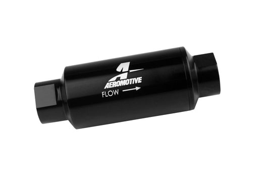 Aeromotive In-Line Fuel Filter 40-M Stainless Mesh Element ORB-10 Port (Bright-Dip Black) 2in. OD - Burkken Auto Parts