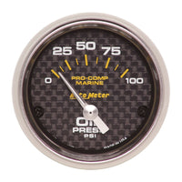 Autometer Marine Carbon Fiber 2-1/16in 100PSI Electric Oil Pressure Gauge - Burkken Auto Parts