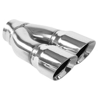 MagnaFlow Tip Stainless Double Wall Round Dual Outlet Polished 3in DIA 2.25in Inlet 9.75in Length - Burkken Auto Parts