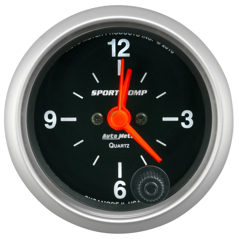 Autometer Sport-Comp 2-1/16in. 12 Hour Analog Clock Gauge - Burkken Auto Parts