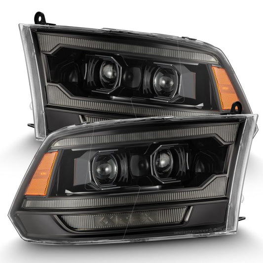 AlphaRex 09-18 Ram 2500 LUXX LED Proj Headlight Plank Style Alpha Blk w/Activ Light/Seq Signal/DRL - Burkken Auto Parts