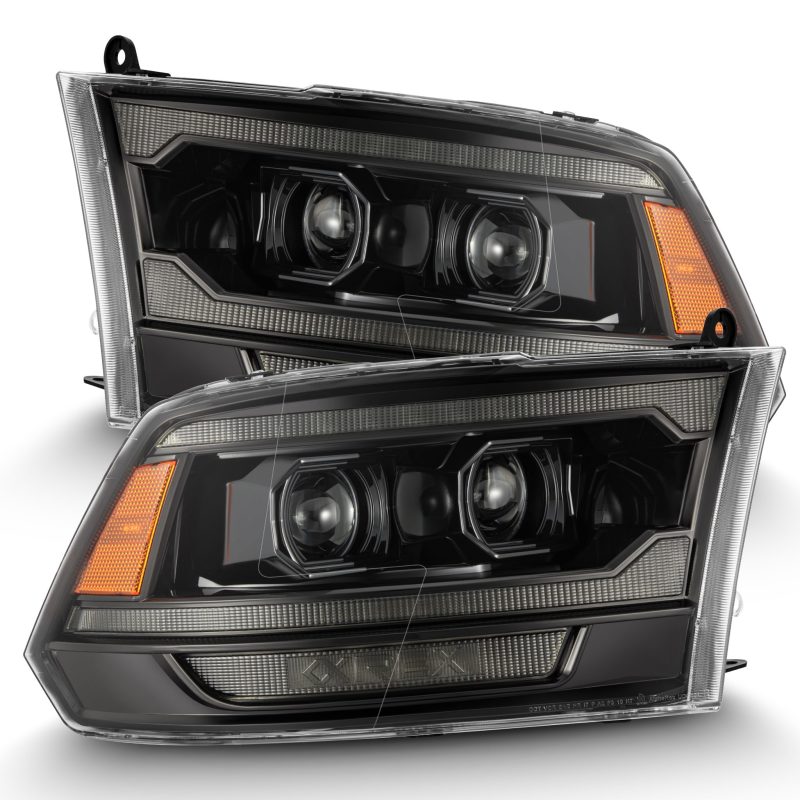 AlphaRex 09-18 RAM 1500 PRO-Series Proj Headlights Alpha-Black w/Sequential Signal & Top/Middle DRL - Burkken Auto Parts