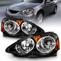ANZO 2002-2004 Acura RSX Crystal Headlights Black - Burkken Auto Parts