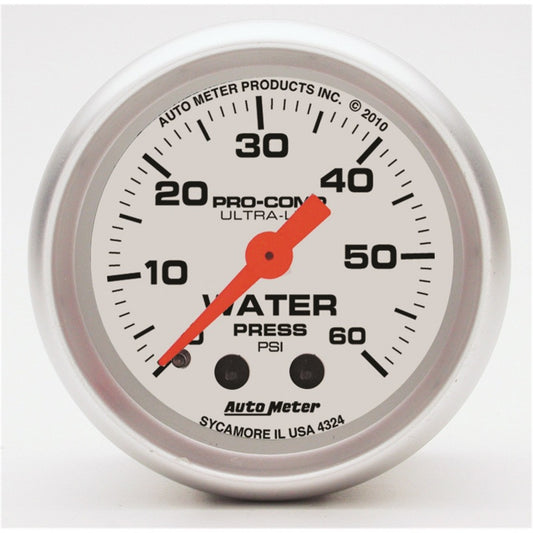 Autometer Ultra-Lite 52mm 60 PSI Mechanical Water Pressure Gauge - Burkken Auto Parts