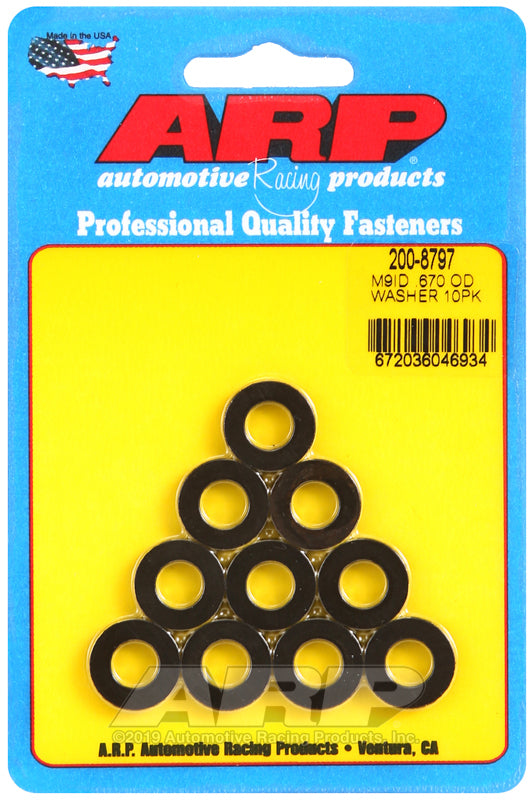 ARP M9 ID 0.670 OD Chamfer Black Washers (10 pack) - Burkken Auto Parts