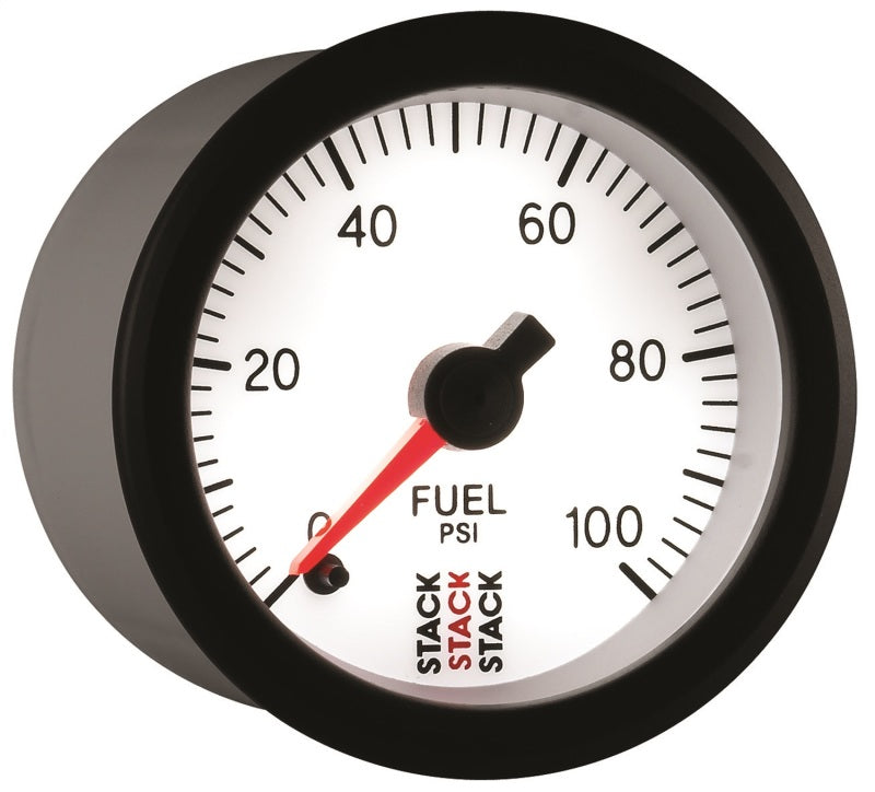 Autometer Stack 52mm 0-100 PSI 1/8in NPTF Male Pro Stepper Motor Fuel Pressure Gauge - White - Burkken Auto Parts