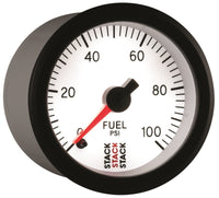 Autometer Stack 52mm 0-100 PSI 1/8in NPTF Male Pro Stepper Motor Fuel Pressure Gauge - White - Burkken Auto Parts