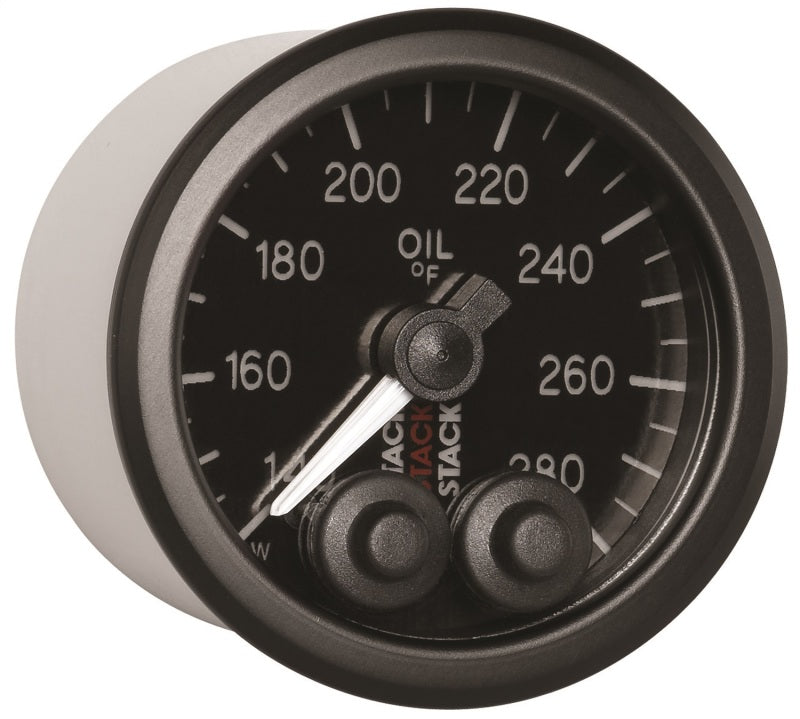 Autometer Stack Instruments 52mm 140-280 Deg F 1/8in NPTF Male Pro Control Oil Temp Gauge - Black - Burkken Auto Parts