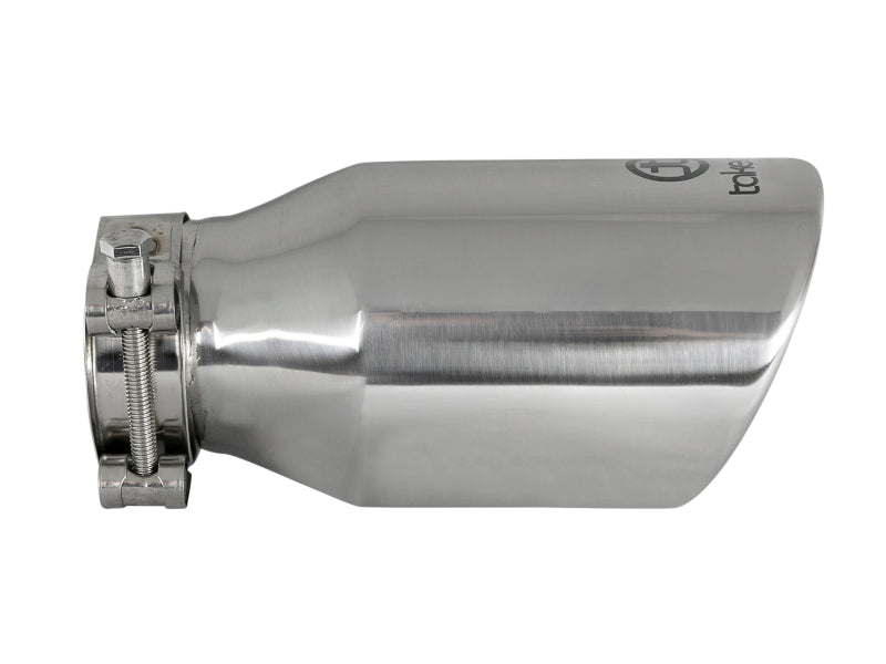 aFe Takeda 304 Stainless Steel Clamp-On Exhaust Tip 2.5in. Inlet / 4in. Outlet / 8in. L - Polished - Burkken Auto Parts
