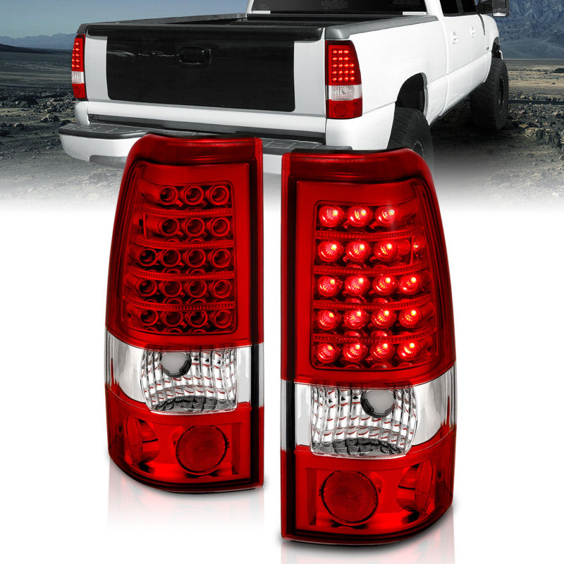 ANZO 1999-2007 Chevrolet Silverado 1500 LED Taillights Red/Clear - Burkken Auto Parts