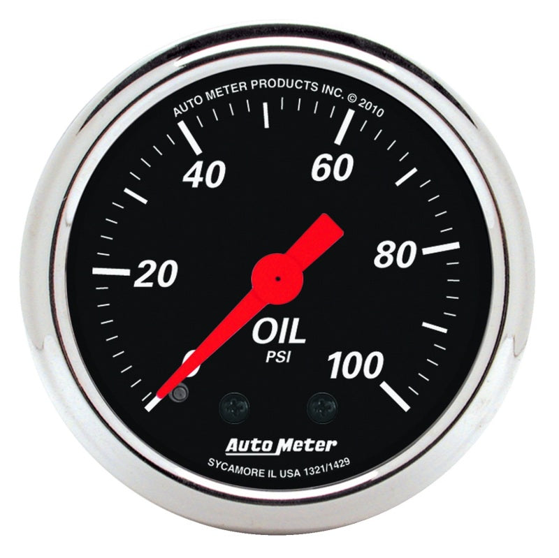 AutoMeter Gauge Oil Press 2-1/16in. 100PSI Mech Designer Black - Burkken Auto Parts