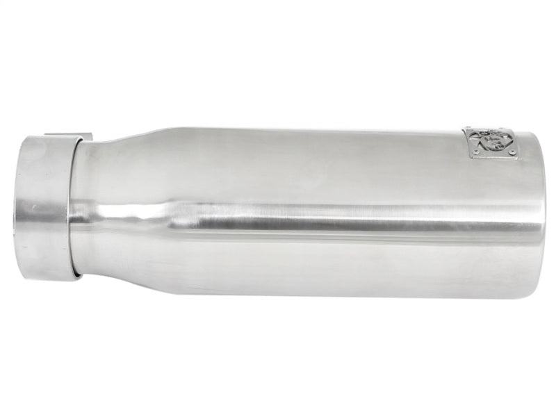 aFe MACH Force-XP 304 SS Sing Wall Pol Exh Tip Univ Exit 3in Inlet x 4in Outlet x 12in L - Clamp On - Burkken Auto Parts