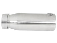 aFe MACH Force-XP 304 SS Sing Wall Pol Exh Tip Univ Exit 3in Inlet x 4in Outlet x 12in L - Clamp On - Burkken Auto Parts