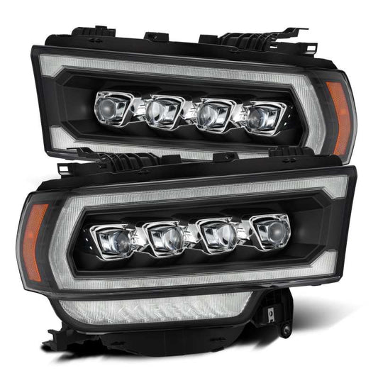 AlphaRex 19-21 Ram 2500 NOVA LED Proj Headlights Plank Style Black w/Activ Light/Seq Signal/DRL - Burkken Auto Parts