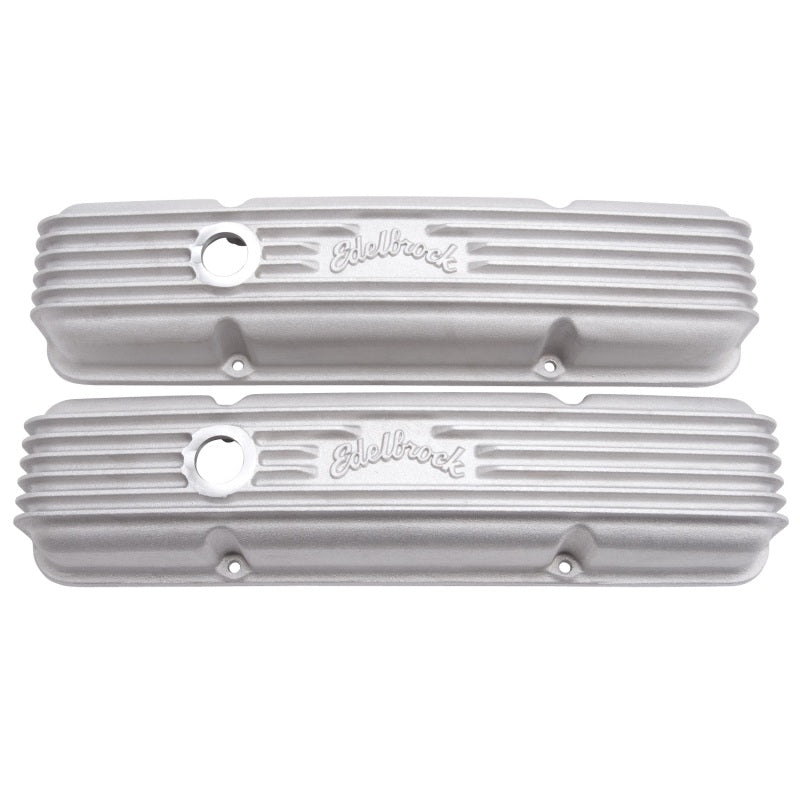 Edelbrock Valve Cover Classic Series Chevrolet 1959-1986 262-400 CI V8 w/ Breather Holes Satin - Burkken Auto Parts