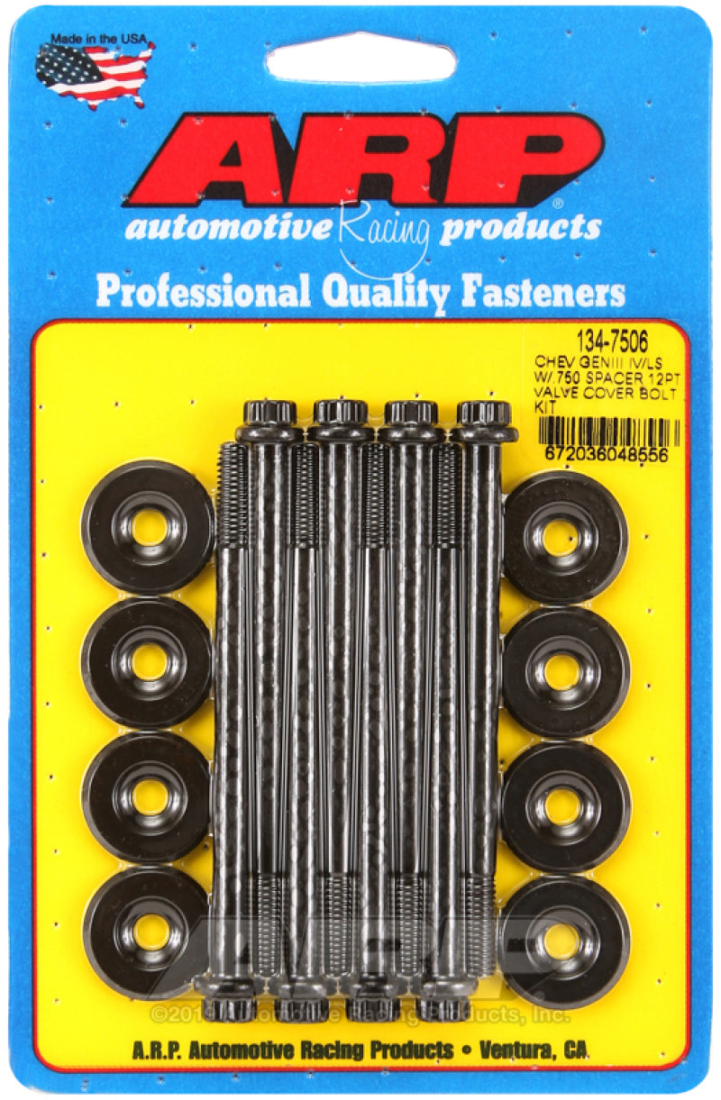 ARP Small Block Chevy GENIII/IV LS Series .750 Spacer 12pt Valve Cover Bolt Kit - Black - Burkken Auto Parts
