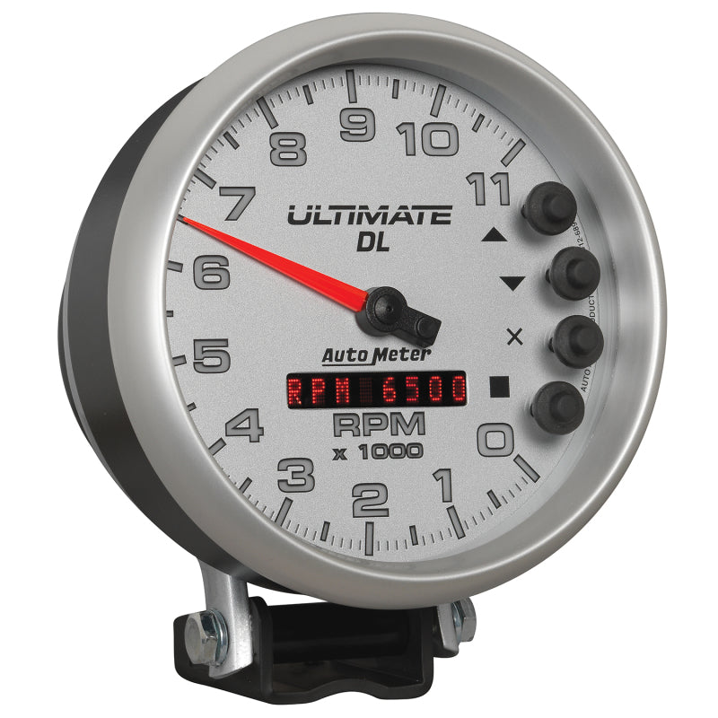 Autometer 5 inch Ultimate DL Playback Tachometer 11000 RPM - Silver - Burkken Auto Parts