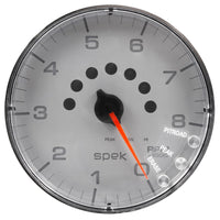 Autometer Spek-Pro Gauge Tachometer 5in 8K Rpm W/Shift Light & Peak Mem Silver/Chrome - Burkken Auto Parts