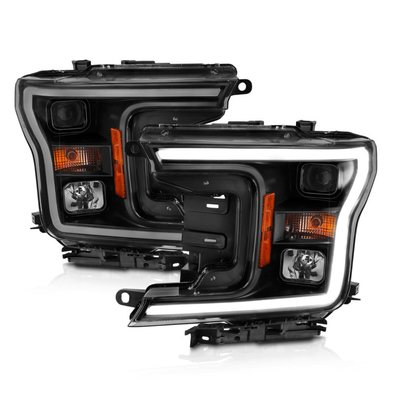 ANZO 2018-2019 Ford F-150 Projector Plank Style H.L. Black Amber (Without Switchback) - Burkken Auto Parts