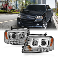 ANZO 2004-2008 Ford F-150 Projector Headlights w/ U-Bar Chrome - Burkken Auto Parts