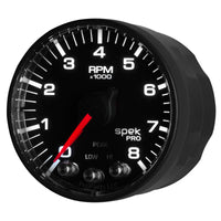 Autometer Spek-Pro Black 2 1/16 inch 8K RPM Tach w/ Shift Light and Peak Memory - Burkken Auto Parts