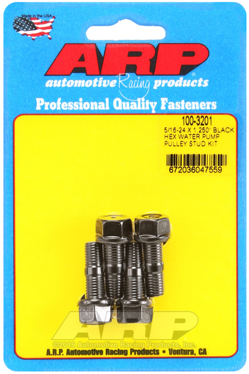 ARP 5/16-24 X 1.250 Black Hex Water Pump Pulley Stud Kit - Burkken Auto Parts