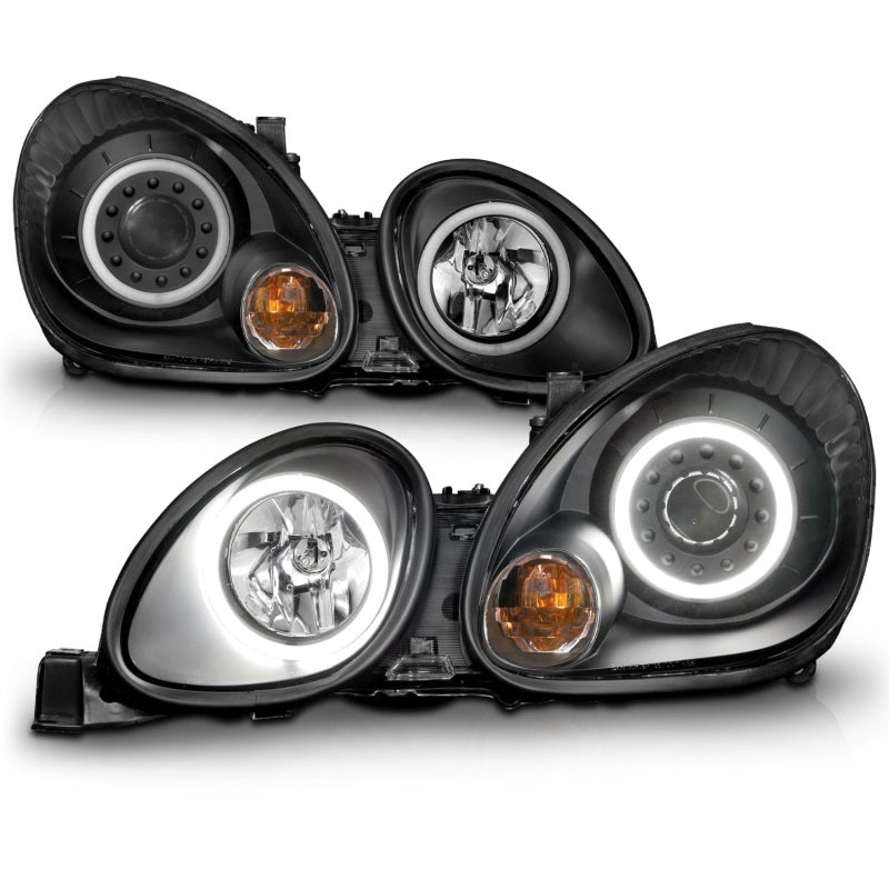 ANZO 1998-2005 Lexus Gs300 Projector Headlights w/ Halo Black - Burkken Auto Parts