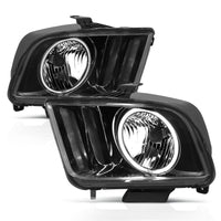 ANZO 2005-2009 Ford Mustang Crystal Headlights w/ Halo Black (CCFL) - Burkken Auto Parts