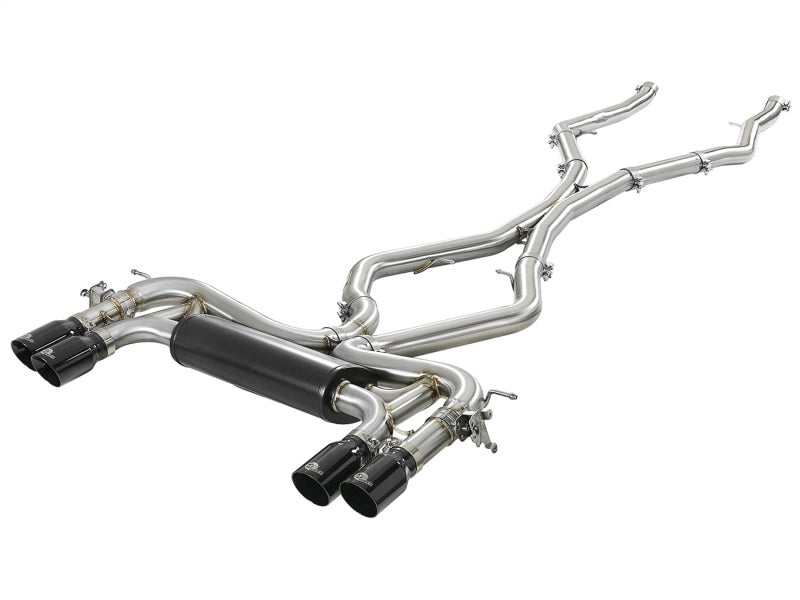 aFe MACH Force-Xp 3.5in. 304 SS C/B Exhaust System 15-18 BMW X5 M (F85) V8-4.4L (tt) - Black Tip - Burkken Auto Parts