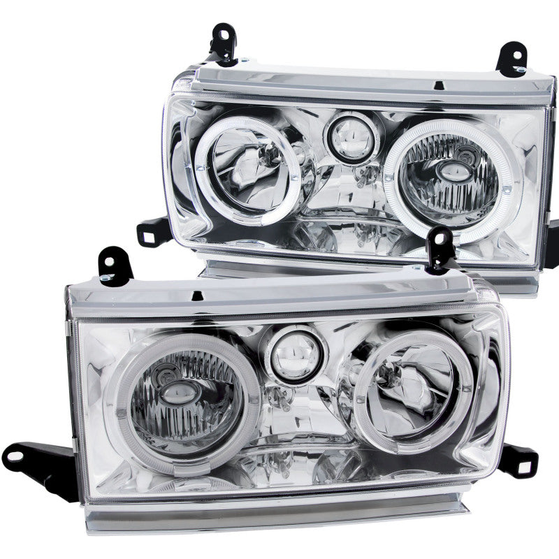 ANZO 1991-1994 Toyota Land Cruiser Crystal Headlights w/ Halo Chrome - Burkken Auto Parts