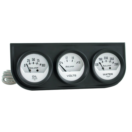 Autometer AutoGage Analog Console Oil/Water Temp/Volt 2in Gauges White Dial - Black Bezel - Burkken Auto Parts