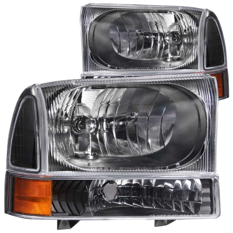 ANZO 2000-2004 Ford Excursion Crystal Headlights Black - Burkken Auto Parts