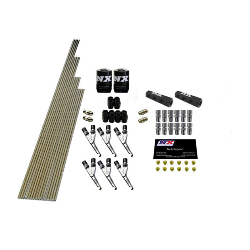 Nitrous Express 6 Cyl SSV/Std Plumb Kit w/2 Solenoids & 150HP Jets Incl Hardware - Burkken Auto Parts