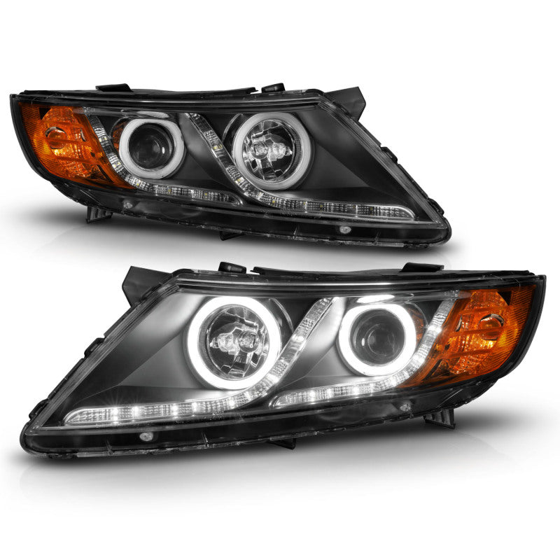 ANZO 2011-2013 Kia Optima Projector Headlights w/ Halo Black (CCFL) - Burkken Auto Parts