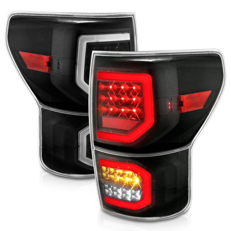 ANZO 2007-2013 Toyota Tundra LED Taillights Plank Style Black w/Clear Lens - Burkken Auto Parts