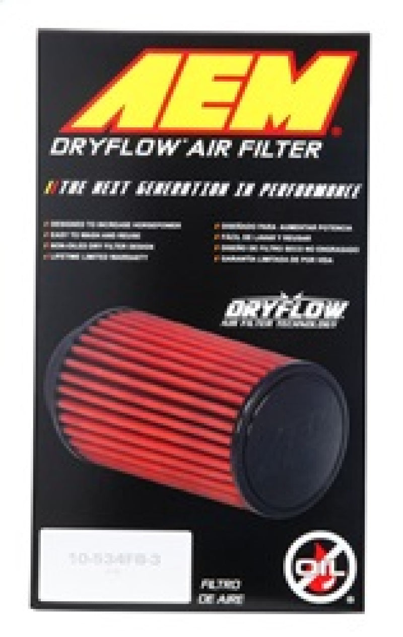 AEM Dryflow Air Filter - Round Tapered - 2.75in Flange ID x 5.5in Base OD x 4.75in Top OD x 7.5in H - Burkken Auto Parts