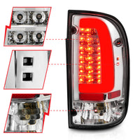 ANZO 95-00 Toyota Tacoma LED Taillights Chrome Housing Clear Lens (Pair) - Burkken Auto Parts