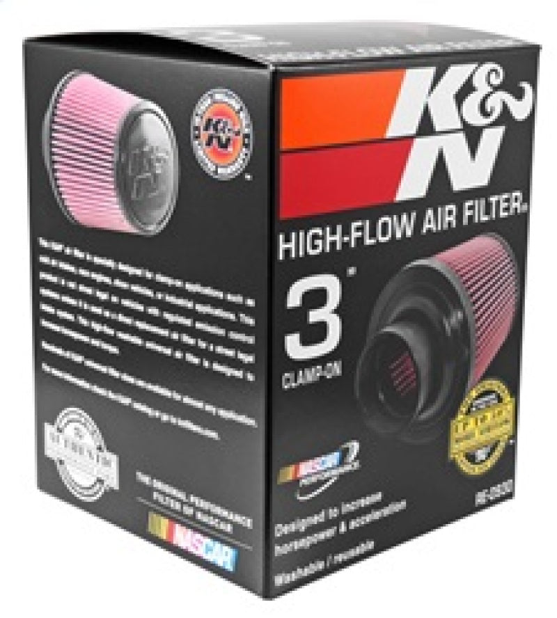 K&N Universal Rubber Filter - Round Tapered 6in Base OD x 3in Flange ID x 6in H - Burkken Auto Parts