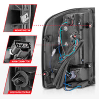ANZO 2007-2013 Chevrolet Silverado1500/ 2500/ 3500 LED Tail Lights w/ Light Bar Black Housing Smoke - Burkken Auto Parts