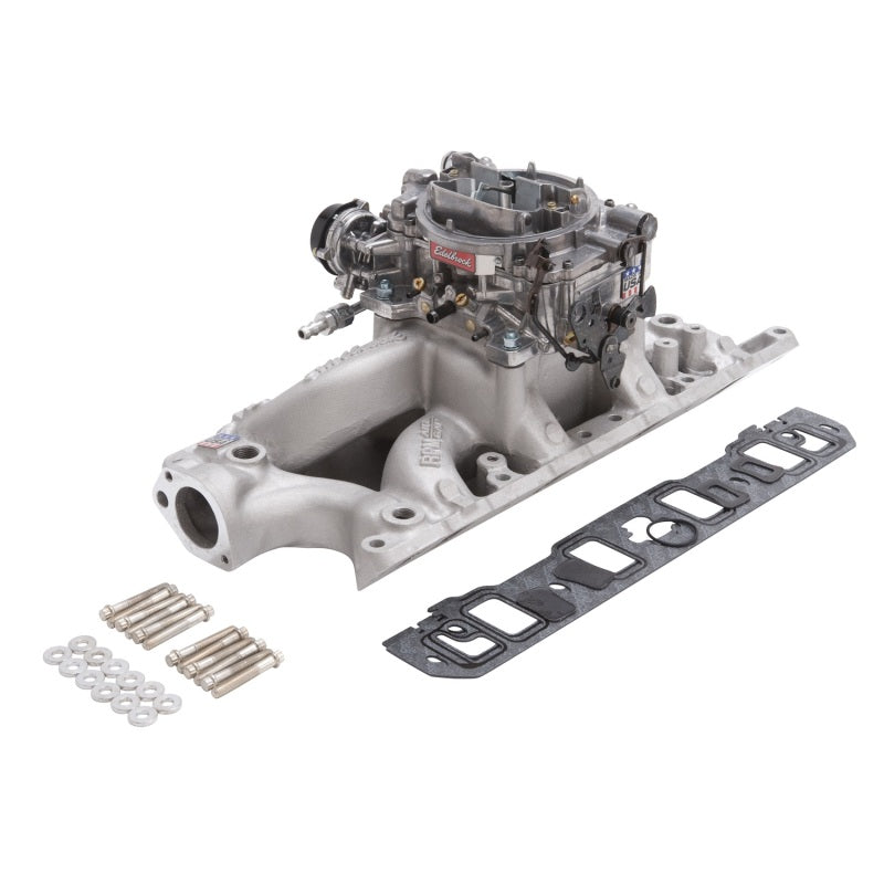 Edelbrock Manifold And Carb Kit Performer RPM Air-Gap Small Block Ford 289-302 Natural Finish - Burkken Auto Parts