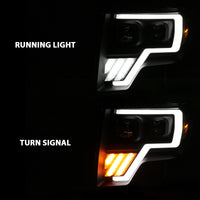 ANZO 2009-2013 Ford F-150 Projector Light Bar G4 Switchback Headlights Black Amber - Burkken Auto Parts